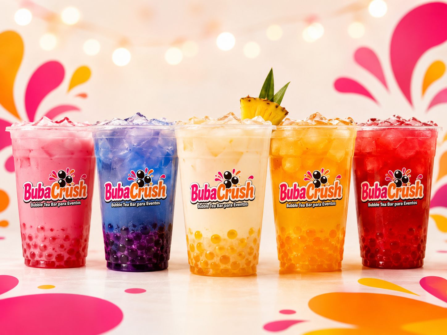 Bebidas frutales y tés helados de BubaCrush preparadas